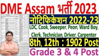 DME Assam Recruitment 2023 Notification ¦¦ DME Assam Vacancy 2023 Online Form ¦¦ DME Assam Vacancy