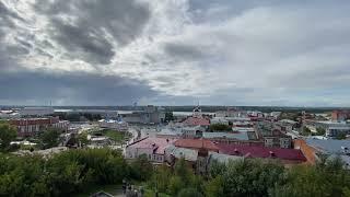 Tomsk city est. 1604. Old town panoramic view. Siberia