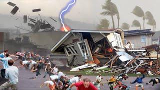 A few minutes ago in France Storm Louis damaged houses wind speed 120 kmh