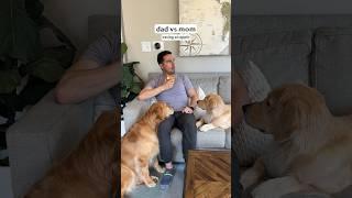 Mom vs Dad Eating an apple with dogs