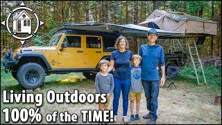 Family lives full time in a JEEP overlander w lux camp gear