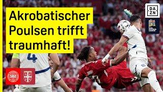 Traumhafter Fallrückzieher lässt Dänen jubeln Dänemark - Serbien  Nations League  DAZN Highlights