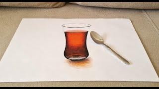 3d çizim  3 boyutlu çizimler  3d drawing  3d çay bardağı çizimi