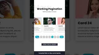 How to Make a Working Pagination  Functional With UI Cards - HTML CSS & Jquery #shorts