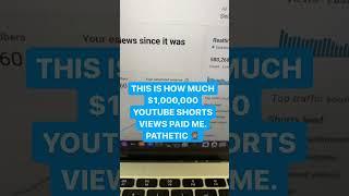 How Much Money 1000000 YouTube Shorts Views Pays #shorts