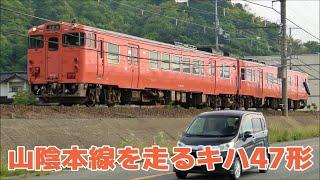 城崎温泉駅周辺でキハ47形2両編成の普通列車を撮影