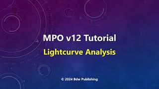 Lightcurve Analysis in MPO Canopus  v12