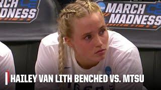 Hailey Van Lith INCONSOLABLE after being benched to start second half vs. Middle Tennessee