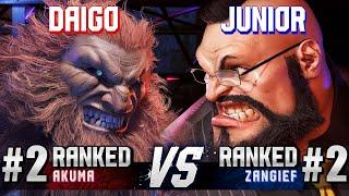 SF6 ▰ DAIGO #2 Ranked Akuma vs JUNIOR #2 Ranked Zangief ▰ High Level Gameplay