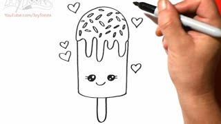 How to Draw a Cute Ice Cream Popsicle  Easy Step by Step Drawing