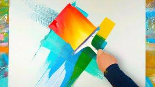 ABSTRACT ART PAINTING Demo With Acrylic Paint and Masking tape  Exactus