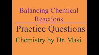 Balancing Chemical Equations