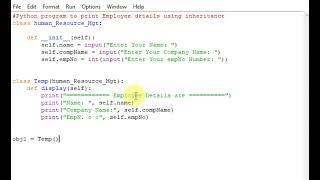 Python program to print Employee details using inheritance