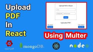 How to upload PDF files in React js Node js Mongo Db using Multer  Upload files with multer Node js