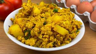 Potato Egg Curry Recipe • Scrambled Egg Masala Potato Curry • Egg Bhurji Curry With Potato Recipe