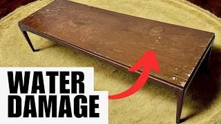 DIRTY & WATER STAINED- Mid Century Walnut Coffee Table Refinish  Restoration