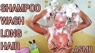 ASMR Wash long hair with coconut shampoo and conditioner.