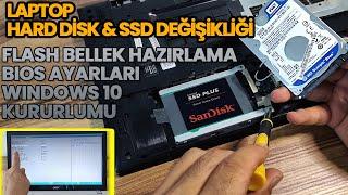 Laptop SSD Takma  Windows 10 Kurma  Sandisk SSD Plus  Windows Flash Bellek Kurulum  Secure Boot