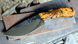 Forging a skinning knife from a rusty piece of spring steel #forging #knifemaking