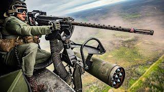 Marines Firing The Deadly GAU-21 .50 Caliber Machine Gun & M134 Minigun  Close Air Support Training