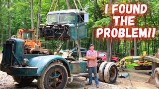 1957 Autocar Truck Restoration Removing Cab & Transmission Damage