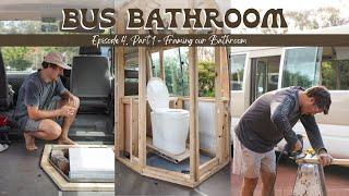 BUILDING OUR BUS BATHROOM - EP 4. Framing up our shower & sliding toilet - Toyota Coaster.