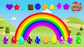 Learn Colors and Shapes  Surprise Eggs Opening  Shapes for kids  Playtime Paradise TV