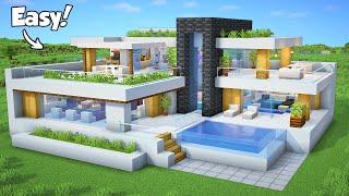 Minecraft How to Build a Modern House Tutorial Easy #49 - Interior in Description