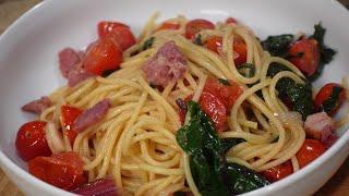 Spaghetti with Fresh Tomato and Ham