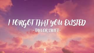 Taylor Swift - I Forgot That You Existed Lyric Video