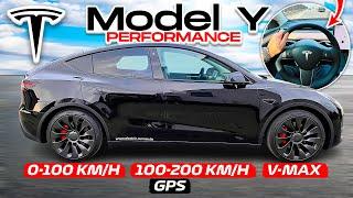 TESLA Model Y Performance  0-100 kmh  100-200 kmh  v-max  GPS Messung