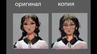 Копирую портрет текстурными кистямиполный процесс рисования drawing portrait full drawing process