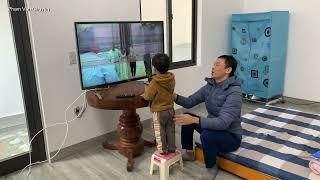 ANGRY BABY Smashing the TV. Dad fixes a broken TV.