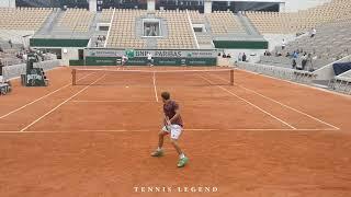 Roland-Garros 2019  Federer - Schwartzman practice points Court level view