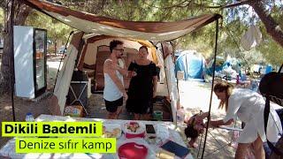 Denize sıfır kamp Dikili Bademli deniz kamping