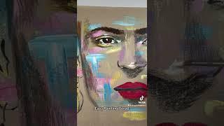 Painting Frida Kahlo with acrylics #painting #howtopaint #fridakahlo #abstractart