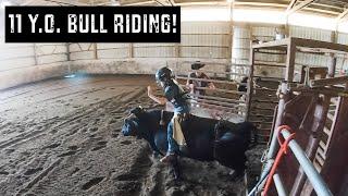 Auston Young  11 year old  Bull Riding Practice Before Jr. World Finals