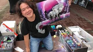 Street Artist Speed Painting Elephant Spray Art Eden