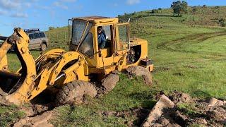 CAT LOADER AND JOHN DEERE TRACTOR BOGGED  STUCK