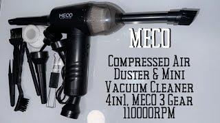 MECO Compressed Air Duster & Mini Vacuum Cleaner 4 in 1 for PCComputerKeyboardSofaCar