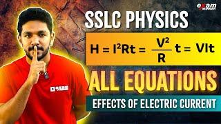 SSLC Physics  Chapter 1  Effects of Electric current  Part 5  All Equations  Exam Winner