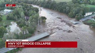 Highway 107 Bridge Collapses after flooding conditions