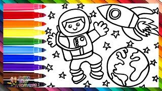 Drawing and Coloring an Astronaut in Space ‍⭐ Drawings for Kids