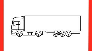 How to draw a TRUCK step by step  Drawing long-range truck MAN TGX easy