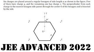 JEE Advanced 2022 paper 1 question 13 Six charges are placed around a regular hexagon of side length