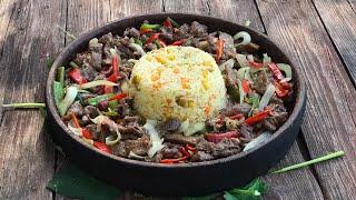 Best Beef Onion and Peppers Stir Fry Recipe  Tender And Juicy Beef  How to Cook Fluffy Rice Pilaf