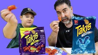 Tasting the NEW Takis Fuego Snack Bites and BONUS Takis Blue Heat