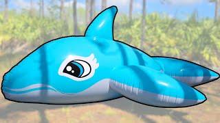 Light Blue 3-Meter-Long Pool Toy Whale Inflation