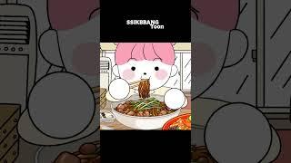 Eating Spicy Jjamppong jajangmyeonfried rice at Home MukbangAnimation mukbang ASMR  #shorts #쇼츠