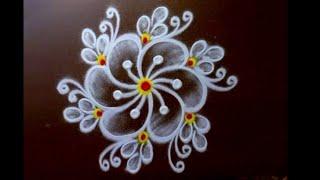 4 Attractive Daily flower rangoli designs  Easy daily kolam  small muggulu  3*2 padi kolam